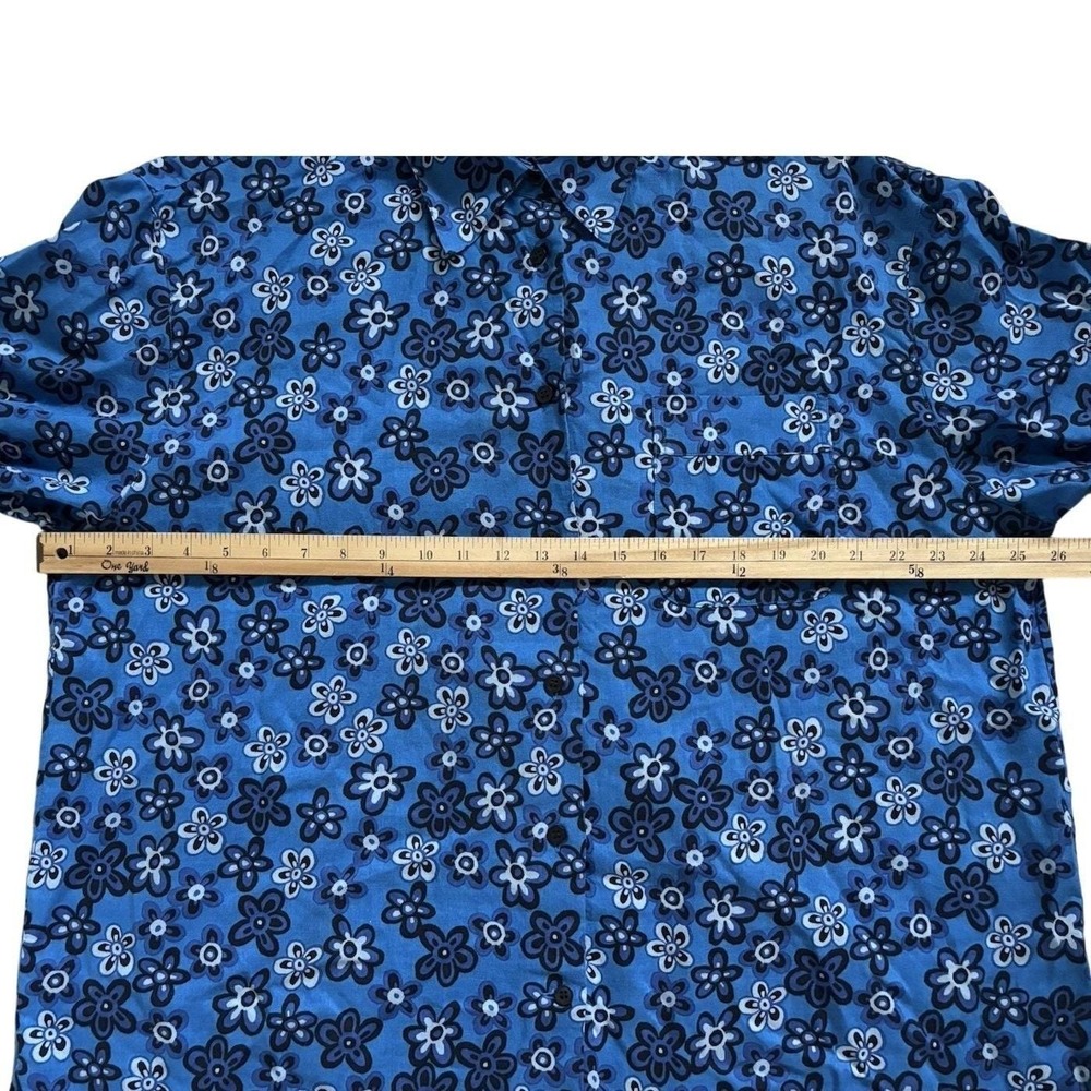 Marni Uniqlo Oversize Linen Floral Pattern Button Shirt Men M Blue Lightweight - Picture 10 of 12